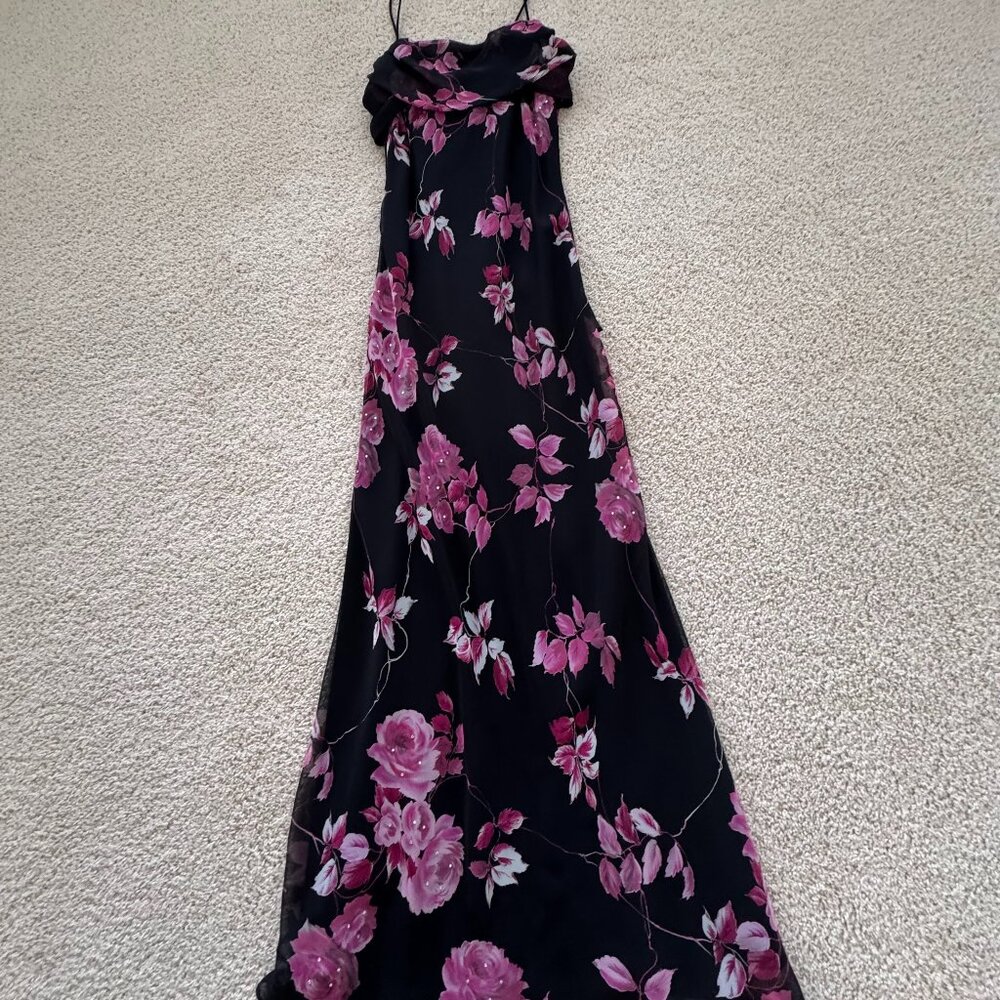 Vintage Betsy & Adam chiffon floral gown  6P